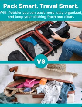 5 Piece Packing Cubes for Travel in Sizes (X-Large, Large, Medium, Small) by Pebbler | Organizers for Suitcases, Carry Ons, Duffle Bags, Backpacks, Moving | Bonus Laundry Bag