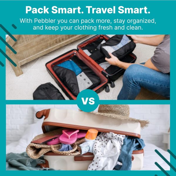 5 Piece Packing Cubes for Travel in Sizes (X-Large, Large, Medium, Small) by Pebbler | Organizers for Suitcases, Carry Ons, Duffle Bags, Backpacks, Moving | Bonus Laundry Bag - Image 2