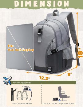 BLUEFAIRY Book Bags for Teens Boys Girls Backpack for High School College Laptop Casual Daypack with Lots of Pockets for Teenagers Adults Women Men Mochila Escolar para Adolescentes 18″ Grey
