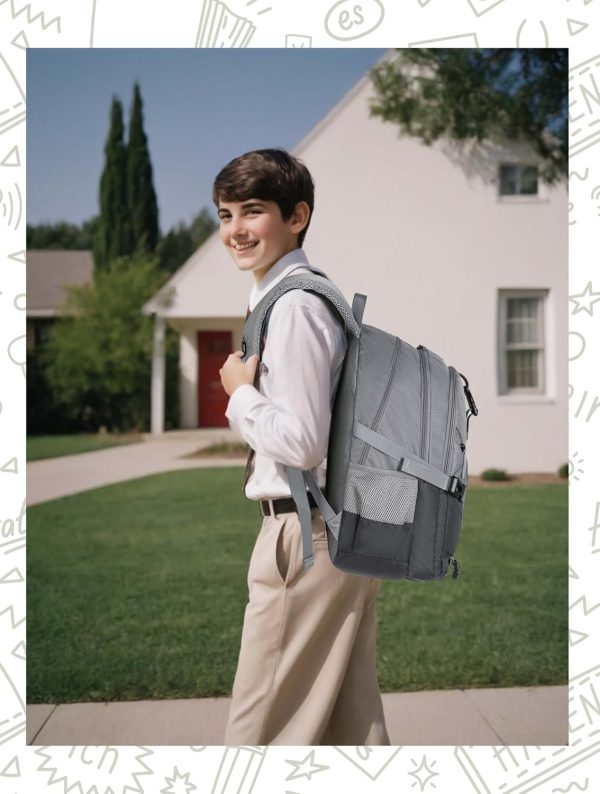 BLUEFAIRY Book Bags for Teens Boys Girls Backpack for High School College Laptop Casual Daypack with Lots of Pockets for Teenagers Adults Women Men Mochila Escolar para Adolescentes 18" Grey - Image 7