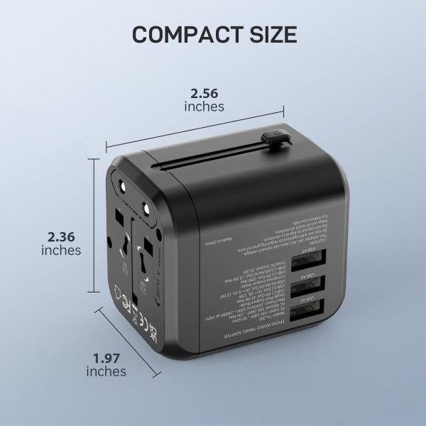 EPICKA Universal Travel Adapter, International Plug Adapter with Dual AC Outlet, 2 USB-C 35W PD Fast Charging & 3 USB-A, All in One Worldwide Wall Charger (TA-205, Black) - Image 7