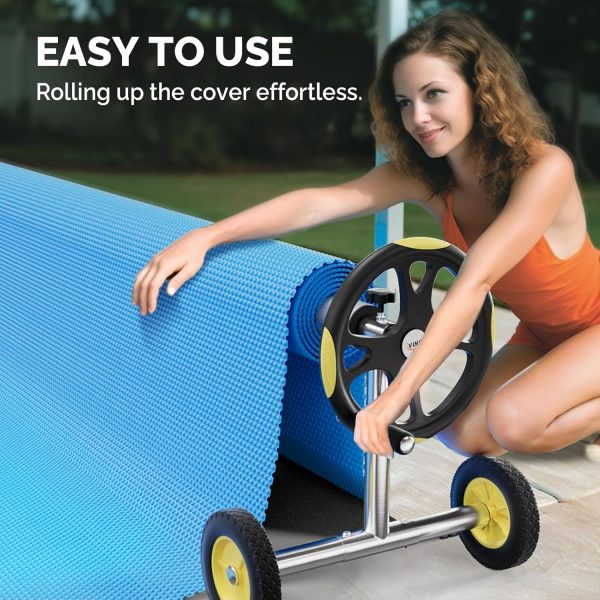 VINGLI Pool Cover Reel Set Pool Solar Cover Reel for Inground Swimming Pool, Aluminum Solar Swimming Inground Cover Blanket Reel (Upgrade) (14 Feet) - Image 5