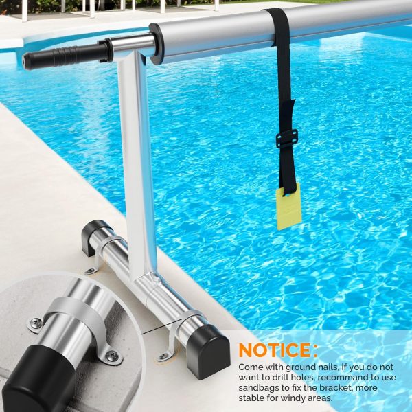 VINGLI Pool Cover Reel Set Pool Solar Cover Reel for Inground Swimming Pool, Aluminum Solar Swimming Inground Cover Blanket Reel (Upgrade) (14 Feet) - Image 7