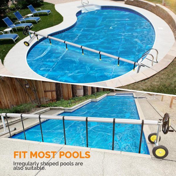 VINGLI Pool Cover Reel Set Pool Solar Cover Reel for Inground Swimming Pool, Aluminum Solar Swimming Inground Cover Blanket Reel (Upgrade) (14 Feet) - Image 8